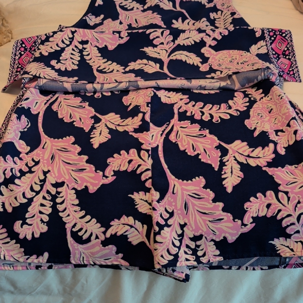 Purple & Light Pink Floral Shift Dress With Shorts Underneath - Picture 4 of 5